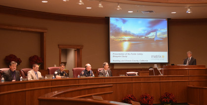 Richard Brady, right, presents findings from the Blueprint for Public Safety.