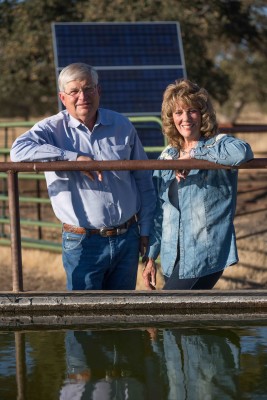 Jim and Mary Rickert at property near Anderson CA with solar powered cattle watering station