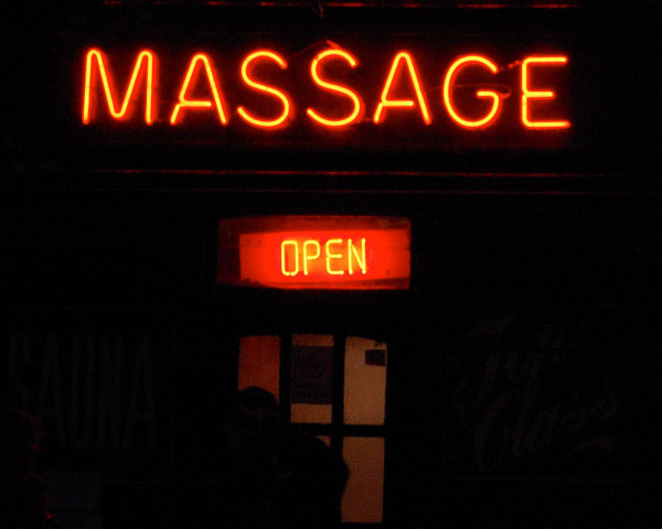 Neon massage and open sign flickr user Tommi Komulainen