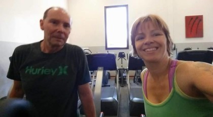 Cindy works out with her husband, who always lost more weight than she did. 