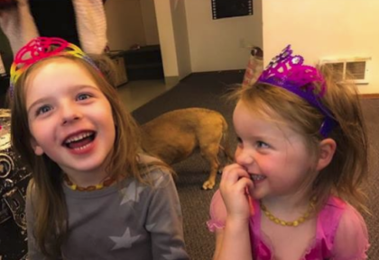 Winnie & Calliope wearing their crowns