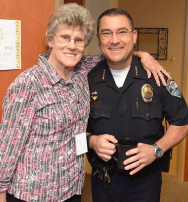 Shirley Wood with Redding Police Chief Robert Paoletti / Photo from Redding Police Department’s Facebook page.