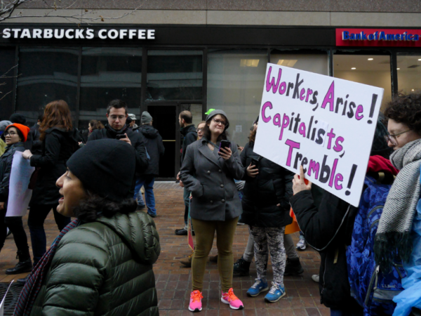 How are workers going to arise without the capitalist Starbucks?