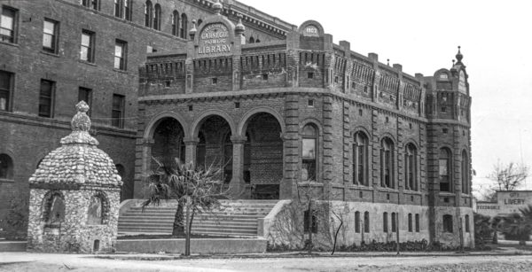 The Carnegie Library opened in 1903 and was demolished in 1965. Photo courtesy Shasta Historical Society.