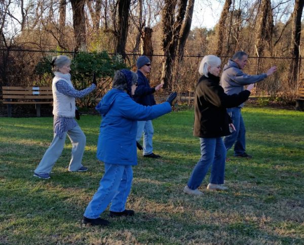 Tai chi in the McConnell Arboretum on a cold January morning.