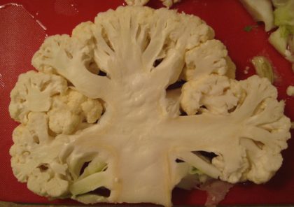 Each cauliflower will yield about two "steaks" and lots of little florets.