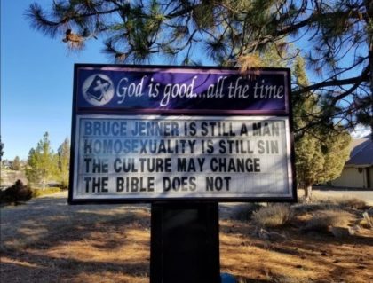 Homophobic message on Lake Shastina Church’s roadside sign